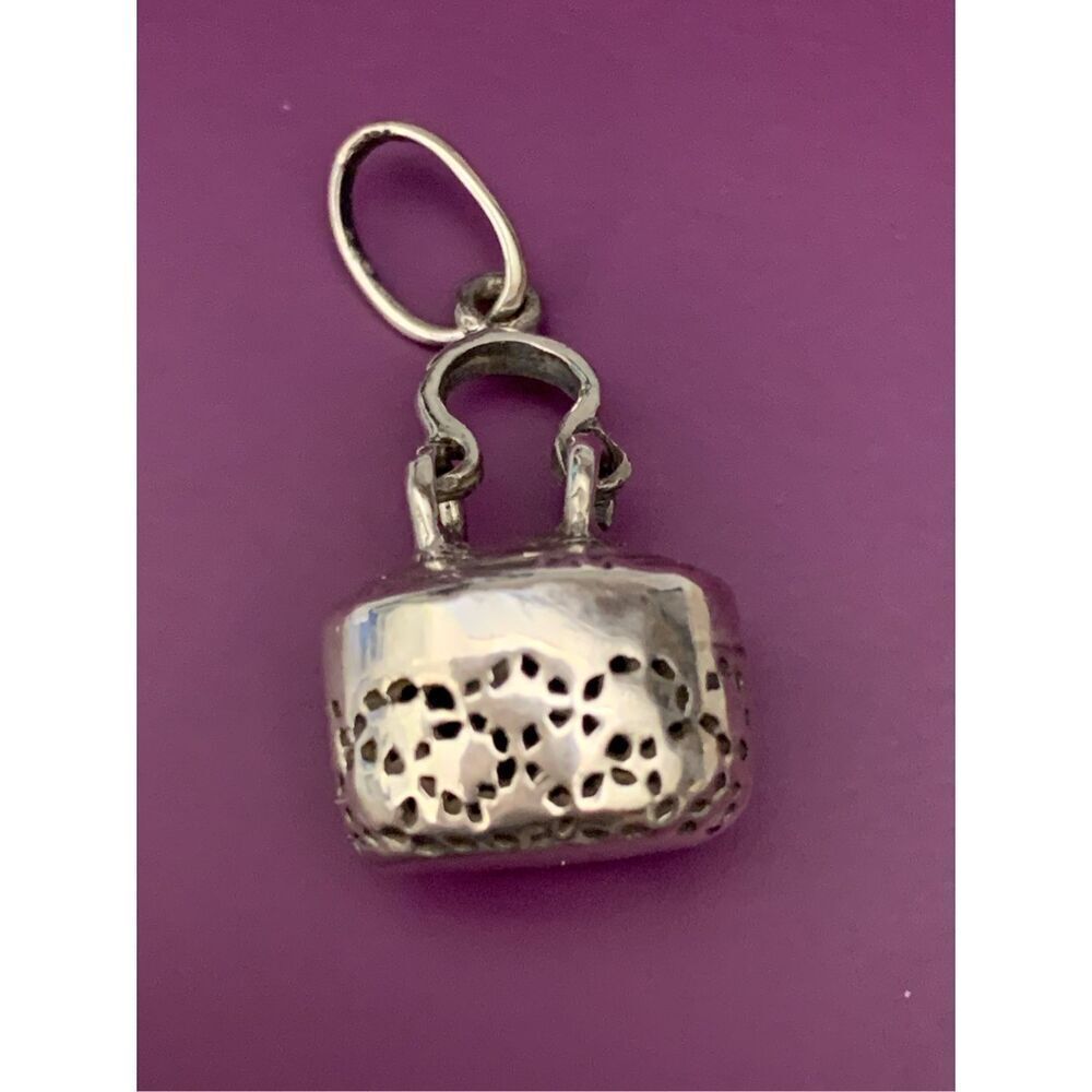 .925 Pillbox Purse Vintage Sterling Silver Jewelry Charm #purse collectors